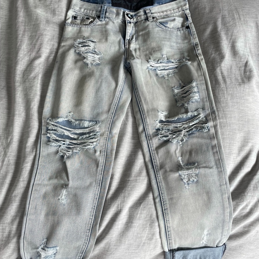 One Teaspoon Awesome Baggie Jeans with Free Love logo size 24